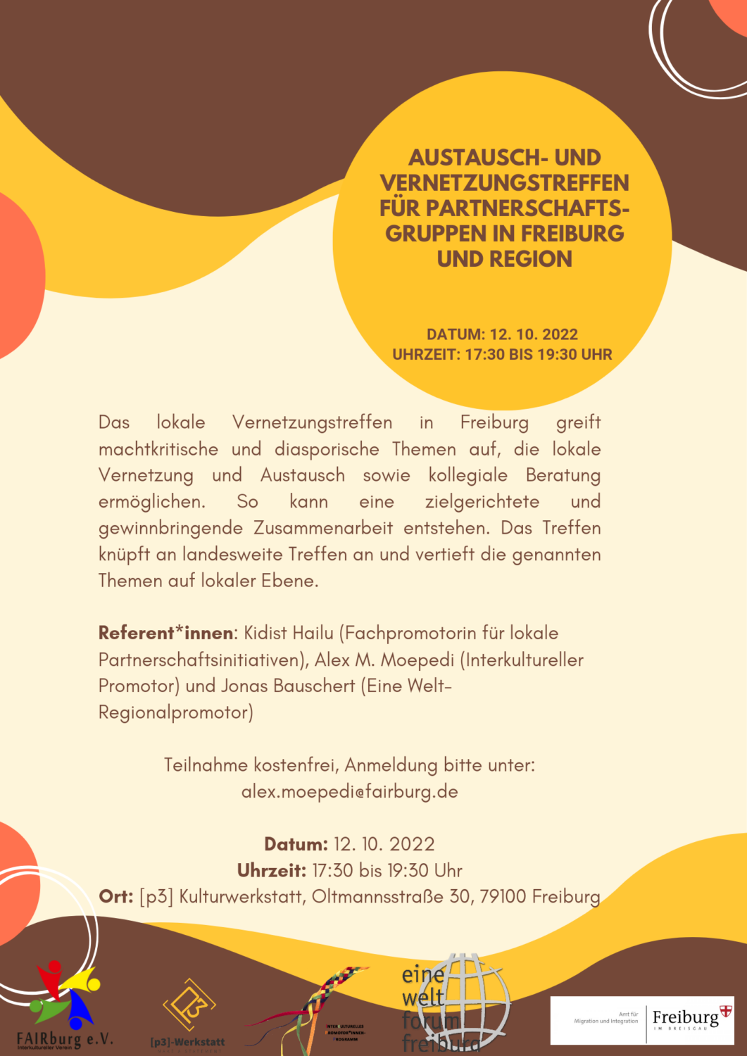 Austausch- und Vernetzungstreffen für Partnerschaftsgruppen in Freiburg und Region @ [p3] Kulturwerkstatt