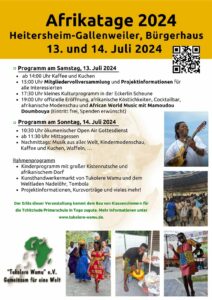 Afrikatage 2024 von Tukolere Wamu in Heitersheim @ Bürgerhaus Heitersheim-Gallenweiler