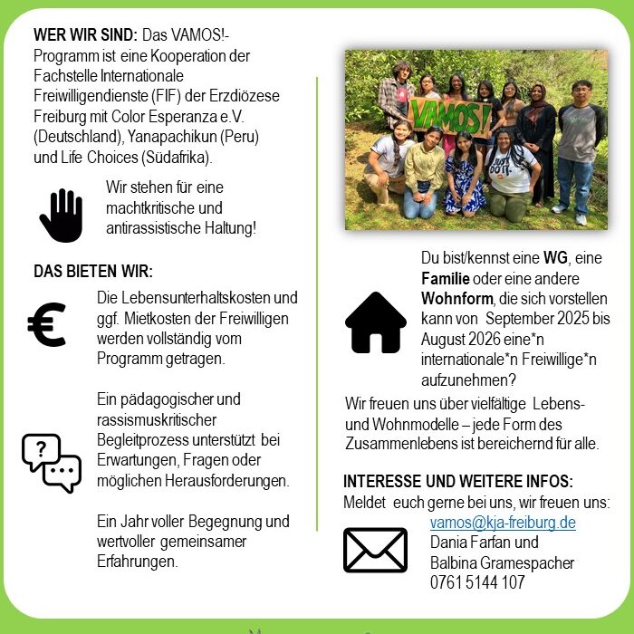 Unterkunft gesucht für internationale Freiwillige